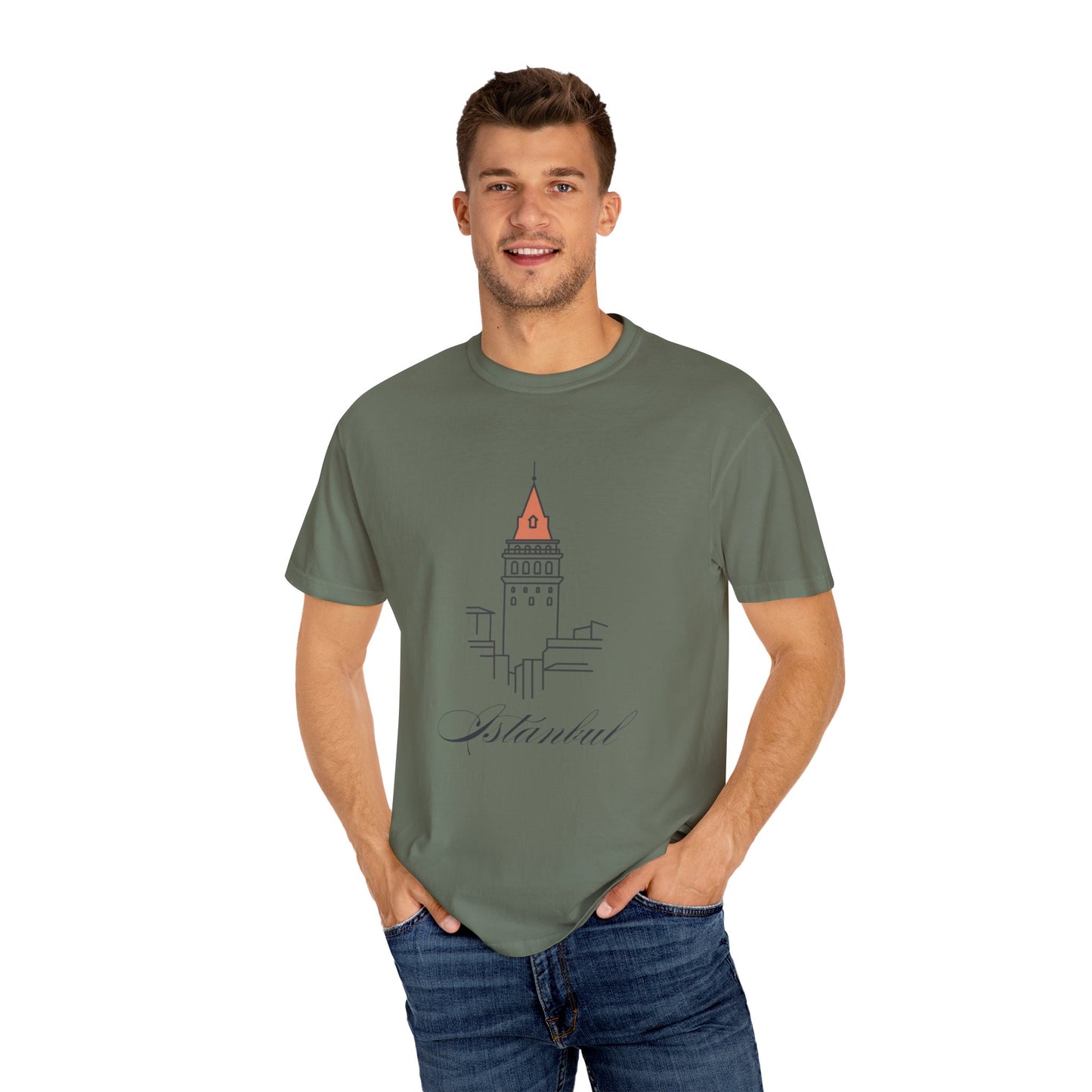 Galata Tower Istanbul Unisex Garment-Dyed T-shirt - Casual Chic Travel Tee