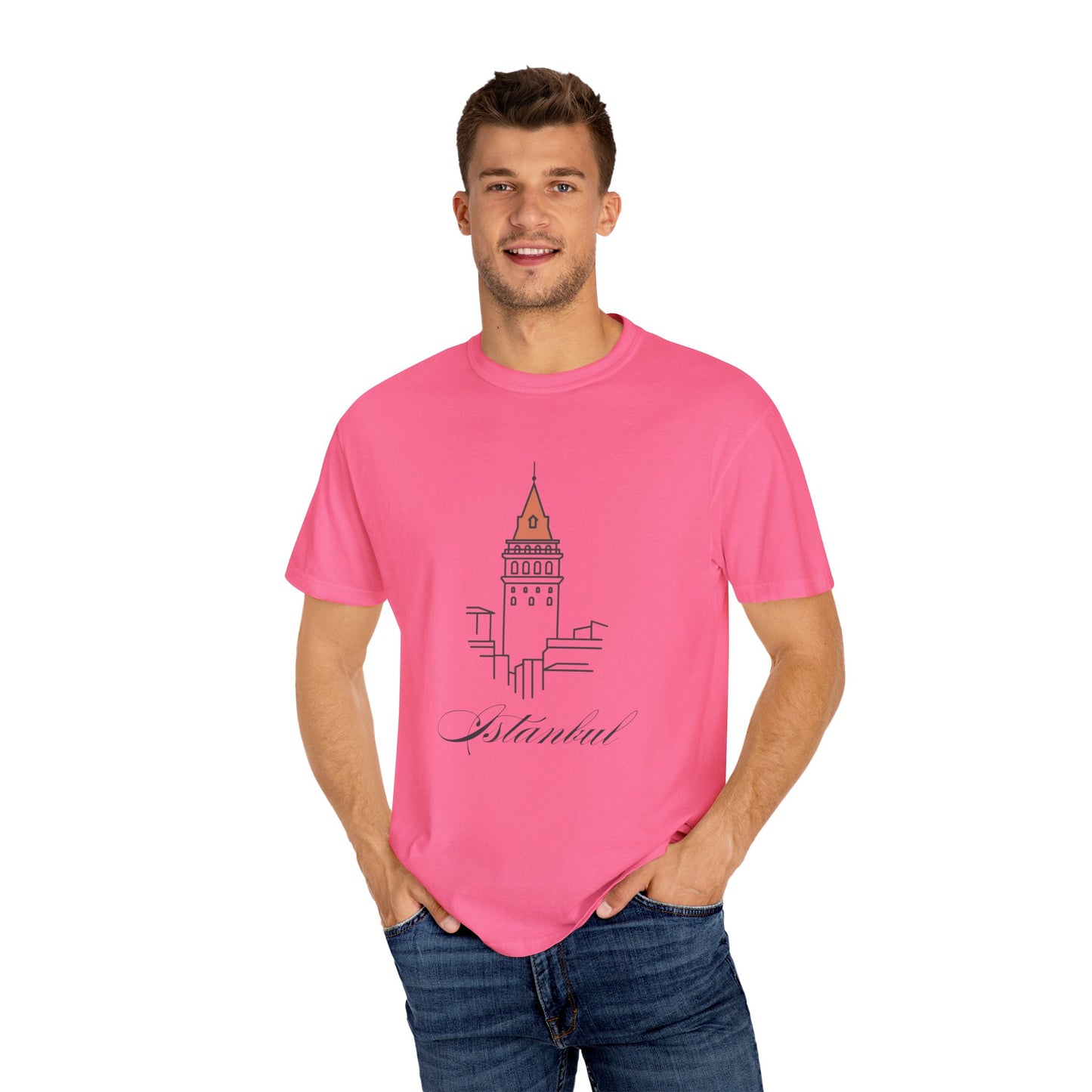 Galata Tower Istanbul Unisex Garment-Dyed T-shirt - Casual Chic Travel Tee