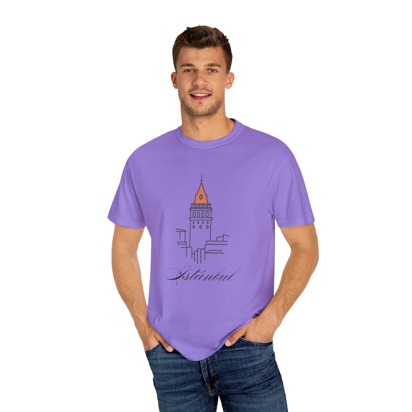 Galata Tower Istanbul Unisex Garment-Dyed T-shirt - Casual Chic Travel Tee