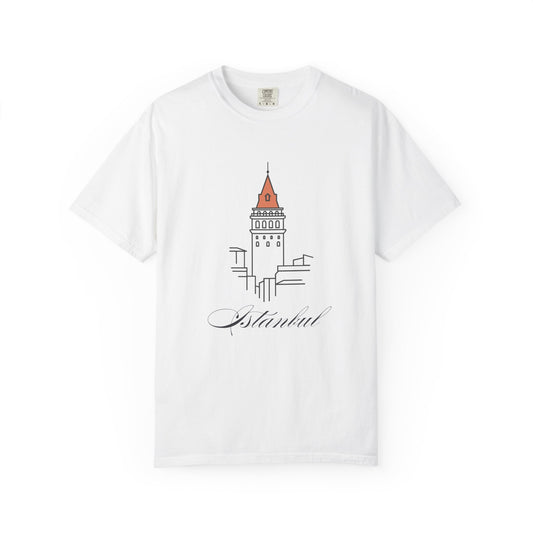 Galata Tower Istanbul Unisex Garment-Dyed T-shirt - Casual Chic Travel Tee