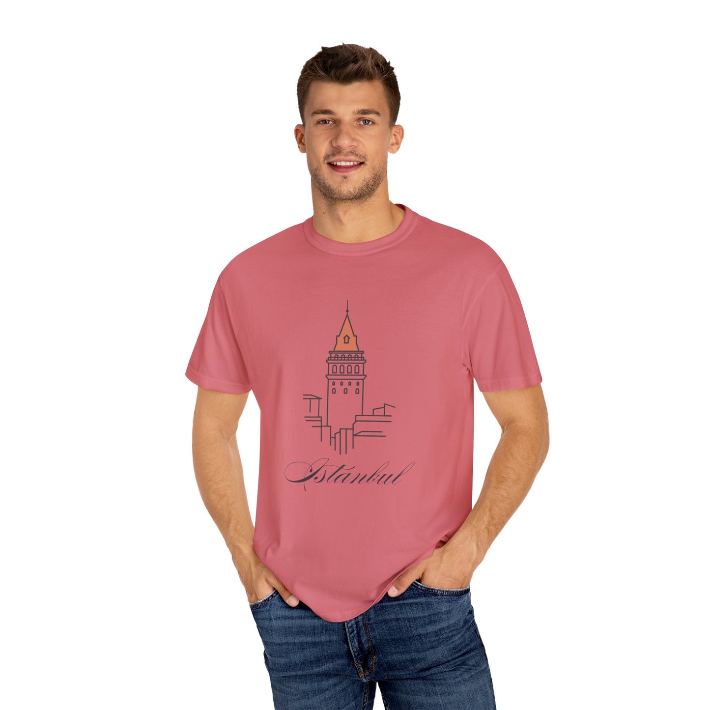 Galata Tower Istanbul Unisex Garment-Dyed T-shirt - Casual Chic Travel Tee