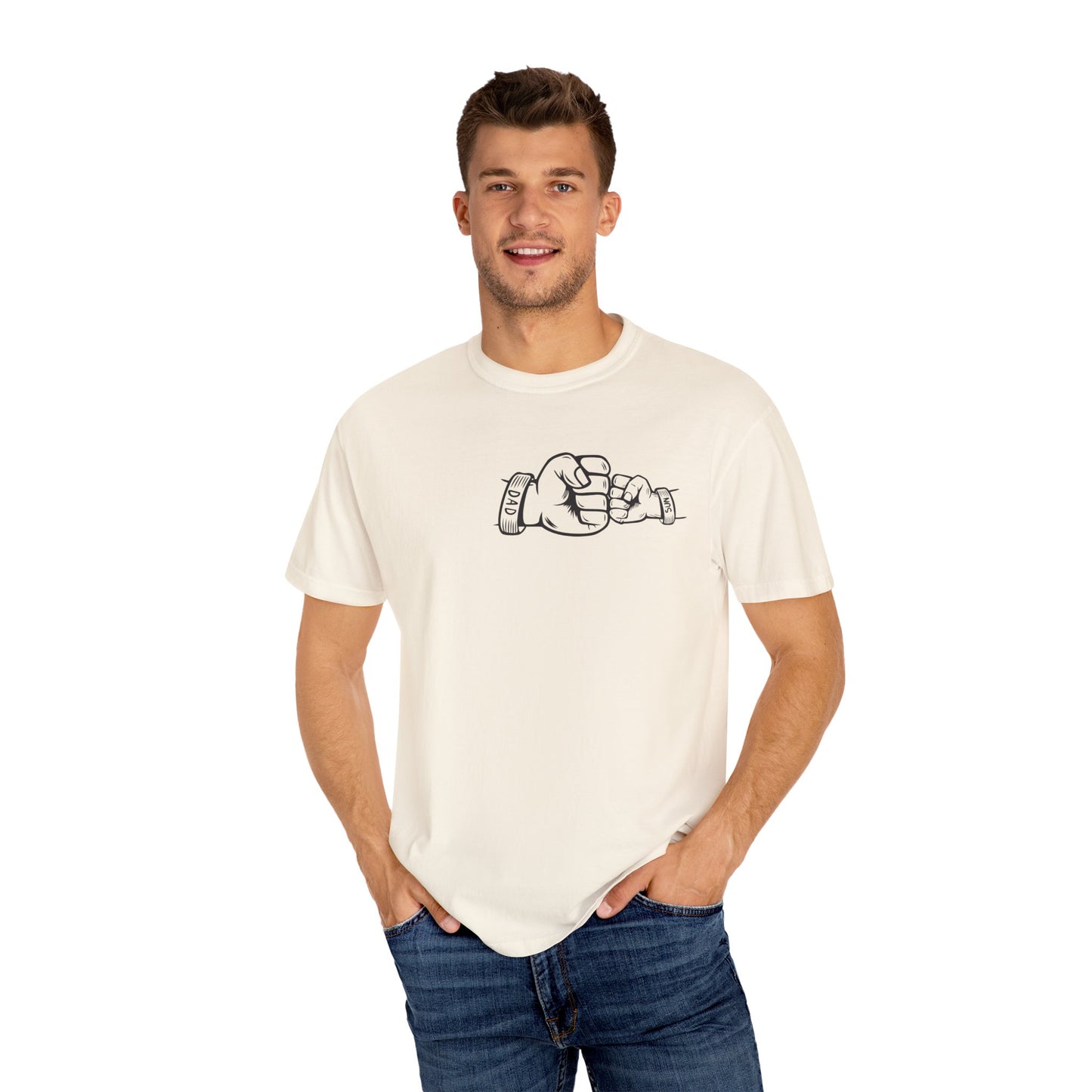 Unisex Garment-Dyed T-shirt with Fathers Day Fist Bump Design - Casual, Comfortable, Perfect for Everyday Wear