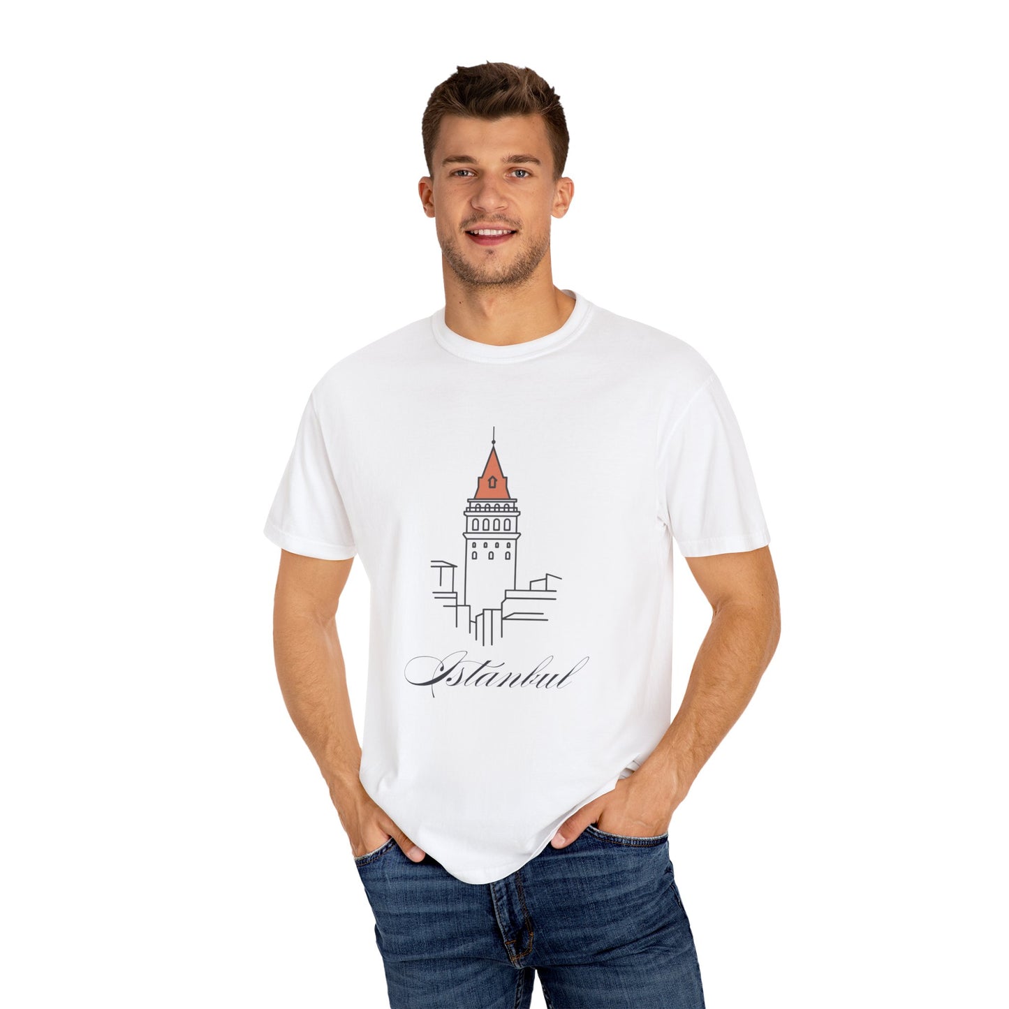 Galata Tower Istanbul Unisex Garment-Dyed T-shirt - Casual Chic Travel Tee