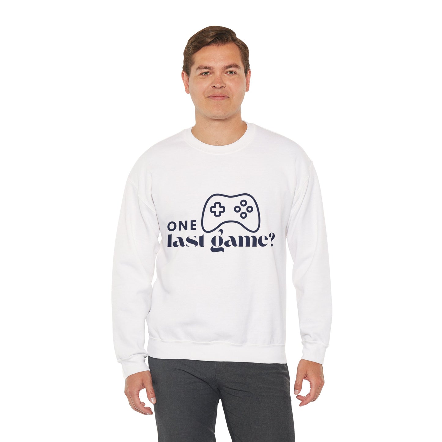 One Last Game? Crewneck Sweatshirt – 'One Last Game?' – Unisex Heavy Blend™