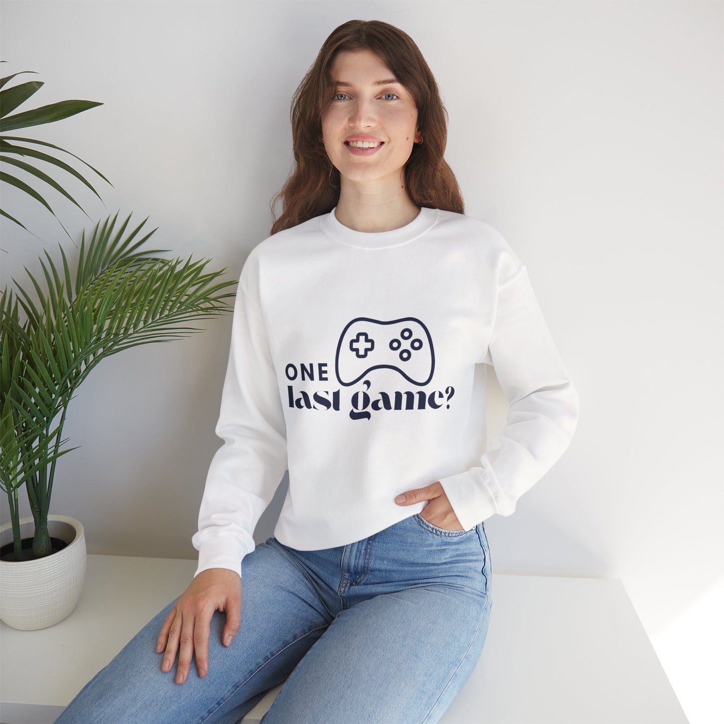 One Last Game? Crewneck Sweatshirt – 'One Last Game?' – Unisex Heavy Blend™