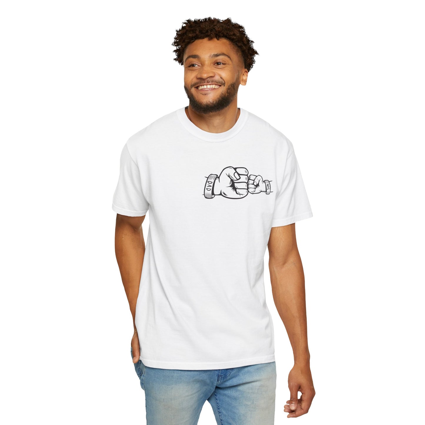 Unisex Garment-Dyed T-shirt with Fathers Day Fist Bump Design - Casual, Comfortable, Perfect for Everyday Wear