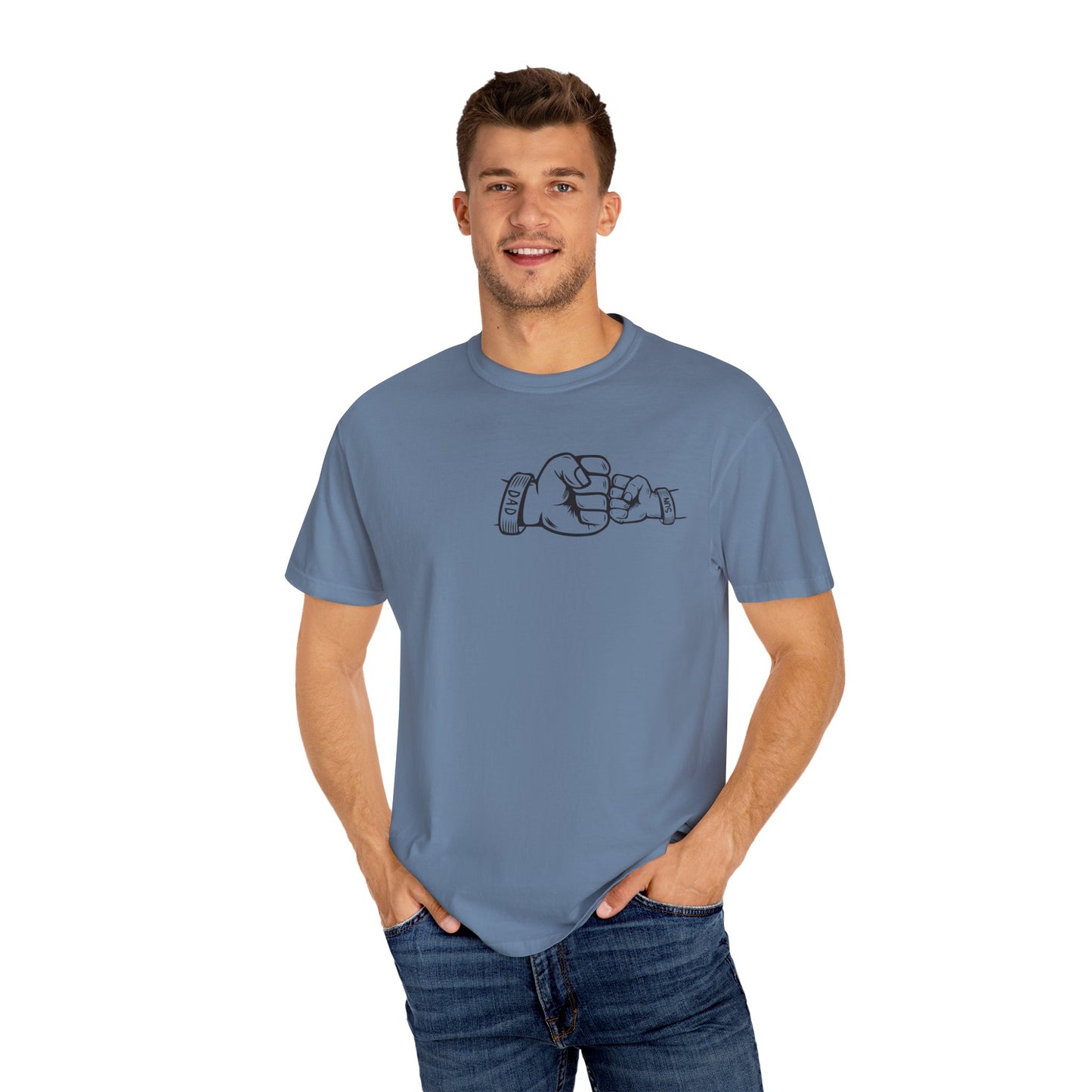 Unisex Garment-Dyed T-shirt with Fathers Day Fist Bump Design - Casual, Comfortable, Perfect for Everyday Wear