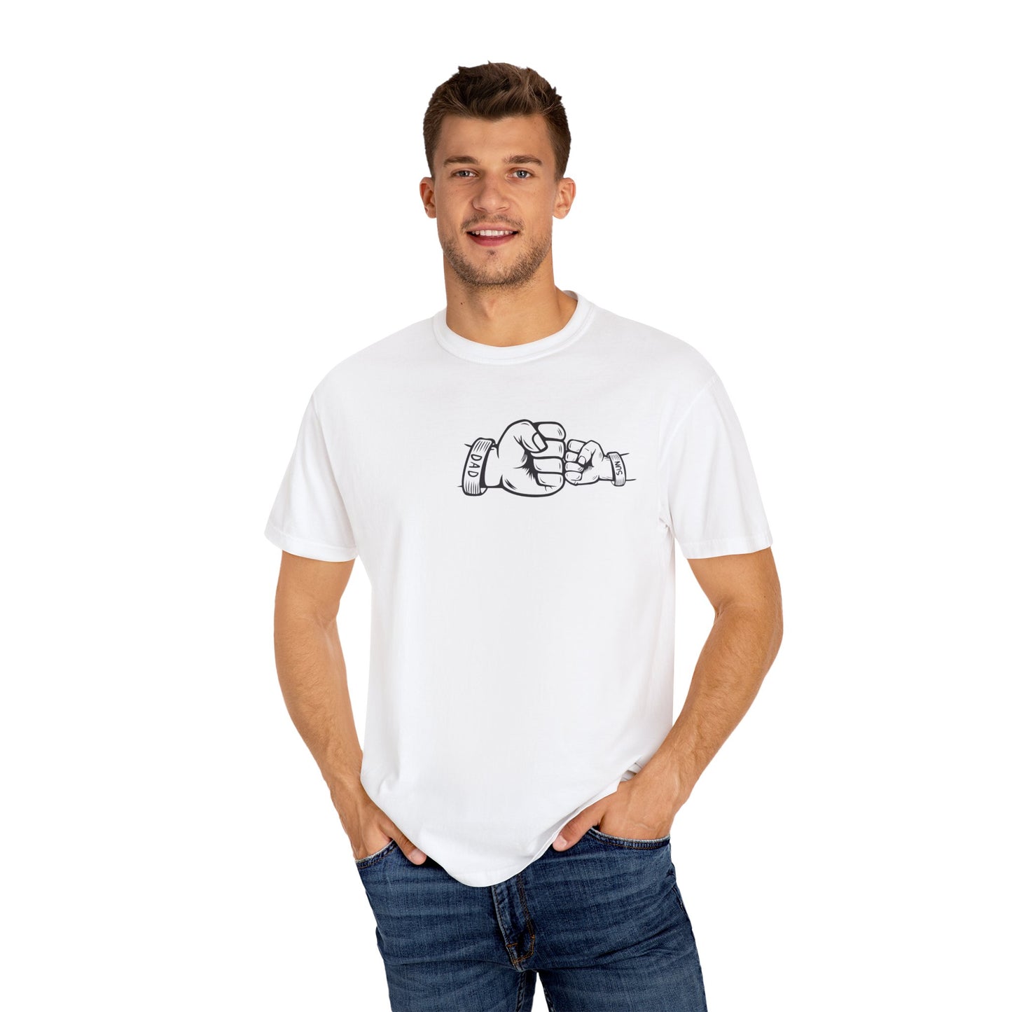 Unisex Garment-Dyed T-shirt with Fathers Day Fist Bump Design - Casual, Comfortable, Perfect for Everyday Wear
